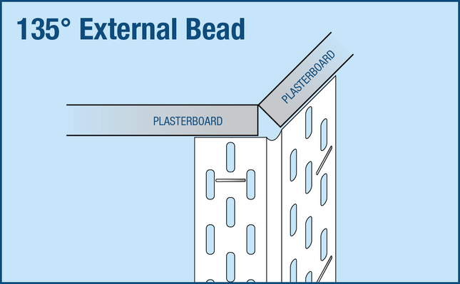 Trim-Tex 72-4210 Outside Splayed Corner Bead 135° 3m 70 Piece 72-4210